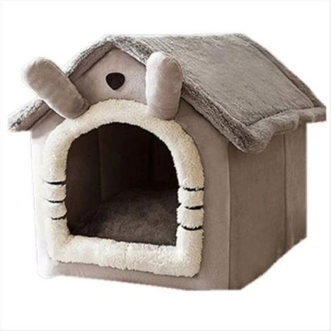 Lit pour Chat/Chien Amovible et Lavable Lit de Couchage Pliable pour Animal Domestique Niche pour Niche pour Chien Nid Gris (1/5)