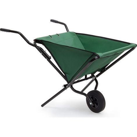 Brouette Pliable pouvant être accrochée au Mur, Charge Max. 30 kg, H x L x P : 66 x 42 x 112 cm, Verte (1/5)