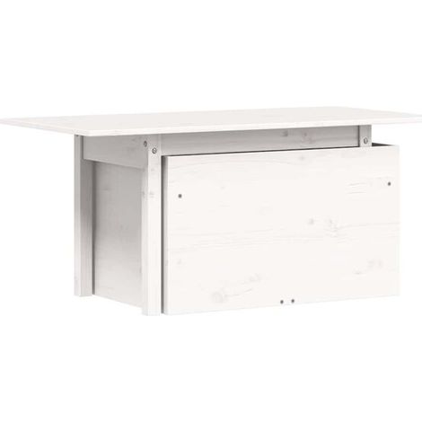 Table de jardin blanche, mesurant 100x50x75 cm, en pin massif. (1/5)