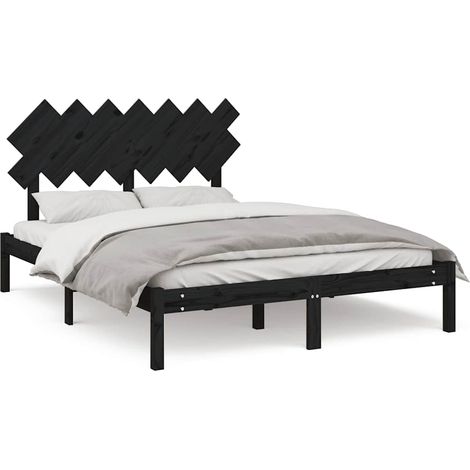 Maison Exclusive - Estructura de cama de madera maciza negra 140x (1/5)