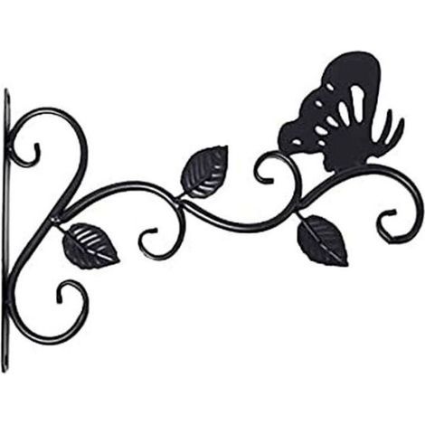 Set of 1 Hanging Plant Holders, Wall-Mounted Metal Plant Hook, Rustproof and Sturdy Butterfly-Shaped Plant Accessory Hanger, Black (1/5)
