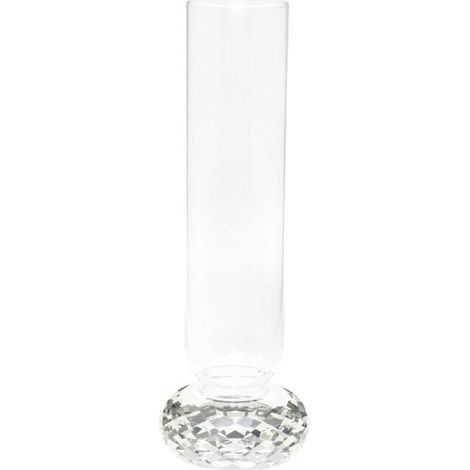 Vase en Verre Transparent avec Pied Taillé Style Diamant 10 x 10 x 29,5 cm - PANGIVO (1/2)