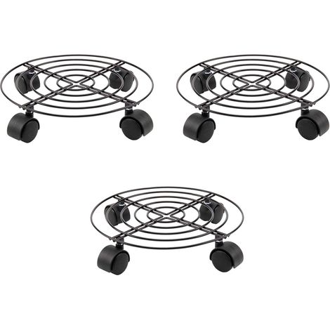 Trintion 3 Pack Plant Caddy with Wheels 27cm Round Metal Potted Trolley Heavy Duty Movable Metal Plant Dolly for Indoor Outdoor Home Garden Tools (1/5)