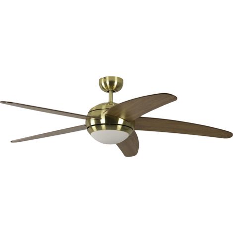 Ceiling Fan Melton Brass / Maple with Light and Remote