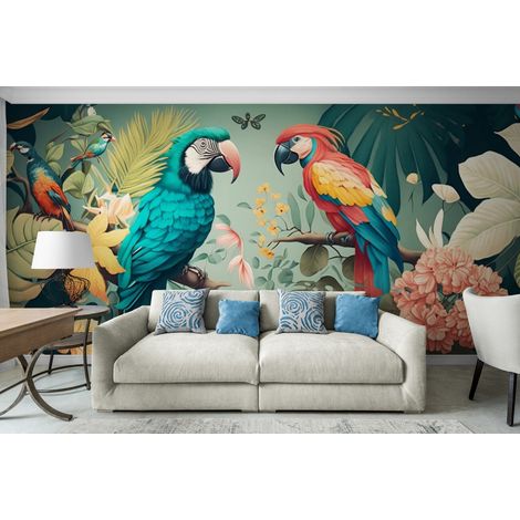 Papier Peint Animaux - Perroquets dans la Jungle - 150 x 250 cm (1/2)