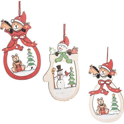 Pendentif de Noël en bois, décoration de vitrine