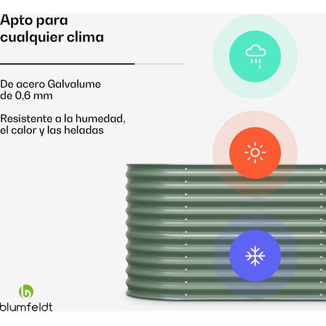 Blumfeldt Cama elevada High Grow con 160 x 80 x 80 cm de chapa ondulada de acero fácil de montar a prueba de óxido y heladas (1/5)