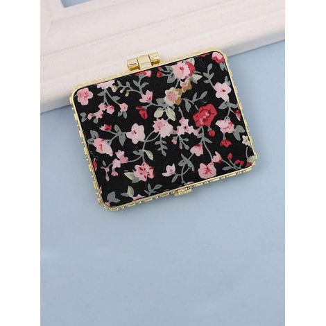 Miroir de maquillage pliable portable en forme de cœur, avec housse en tissu mignon, double face, pour maison et voyage, cadeau idéal pour femmes, amis, épouses, compact de poche, cadeau parfait pour (1/4)