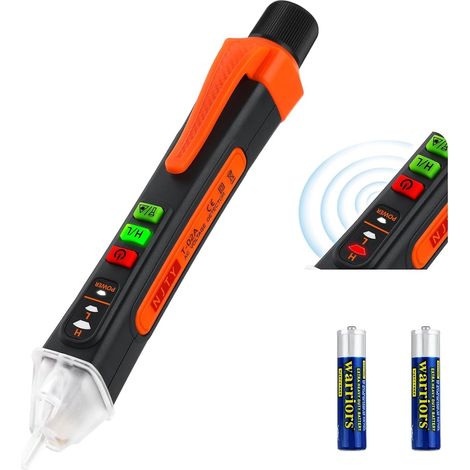 Detector de voltaje sin contacto, comprobador de voltaje con sensibilidad ajustable de 12 a 1000 V/48 a 1000 V CA, comprobador eléctrico con zumbador audible y luz LED, bolígrafo de prueba eléctrica. (1/5)