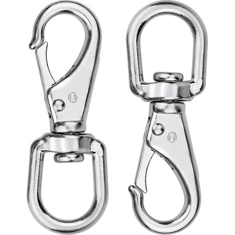 Moschettoni girevoli a 360° (set da 2), acciaio inossidabile, per guinzagli per cani, portachiavi da campeggio ed escursionismo.