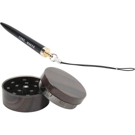 Mini moulin à épices manuel avec finition métal transparent et imitation bois, et roulettes de transport (1/5)