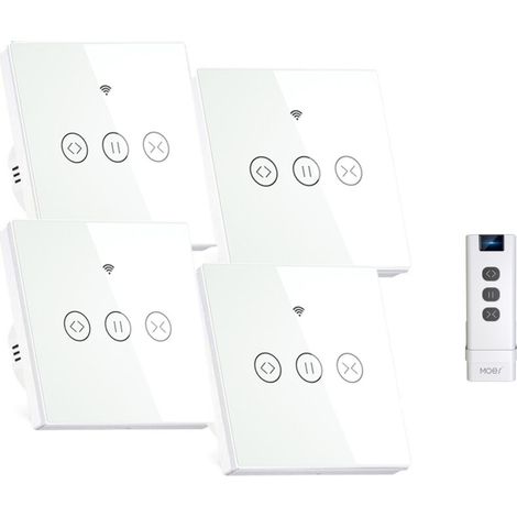 Interrupteur intelligent pour store enrouleur, compatible avec Alexa/Google Home/Smart Life, avec télécommande et commande vocale (fil neutre requis), lot de 4