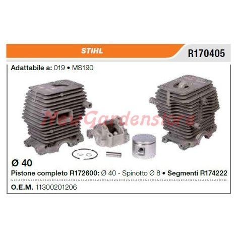 Cilindro pistone segmenti STIHL motosega 019 MS190 R170405