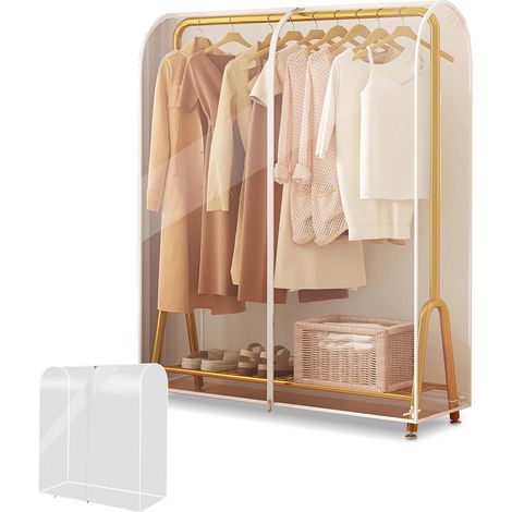Housse transparente pour portemanteau 110x50x150 cm - Sac à vêtements avec fermeture éclair, grande couverture anti-poussière (1/5)