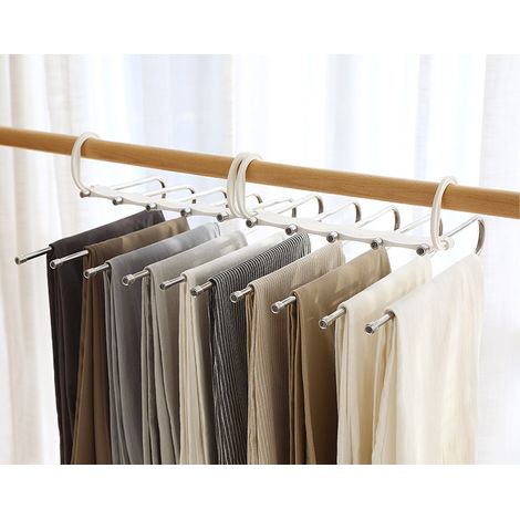RGE BDD Cintres pour pantalons, 2 cintres pour pantalons peu encombrants, cintres magiques antidérapants pour pantalons, cintres pour pantalons de garde-robe, cintres pliables de voyage pour jeans, pa (1/5)
