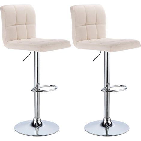 WOLTU Stilvoller Barhocker 2er-Set Designer Barstuhl Hocker Tresenhocker aus Leinen & Metallbeinen cremeweiß (1/5)