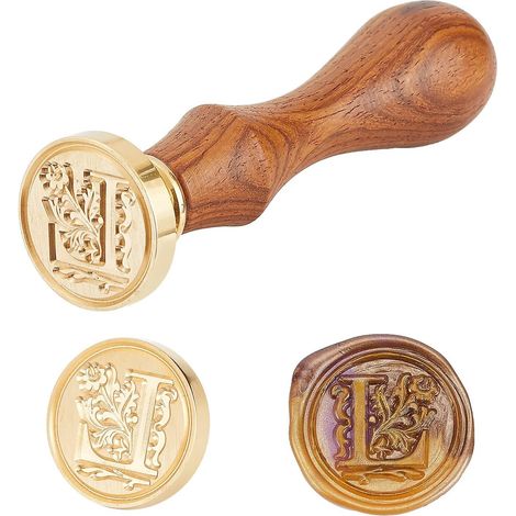 Kit de tampons à lettres alphabet à faire soi-même avec manche en bois, lettre L, 25 x 14 mm (1/5)