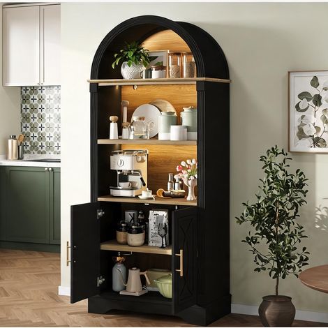Buffet coloris noir en MDF 76,2 x 40 x 180 cm (1/5)