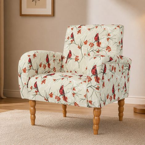 Fauteuil Salon Confortable en Tissu Effet Lin, Fauteuil d’Appoint Rembourré, Structure Bois et Métal, 120 kg, pour Salon, Chambre, Entrée (1/5)