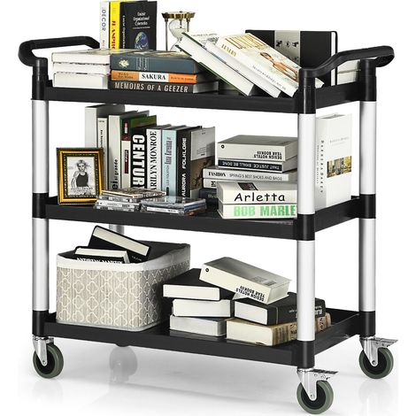 3 Tier Service Cart Large Kitchen Storage Trolley with Lockable Wheels Handles (1/5)