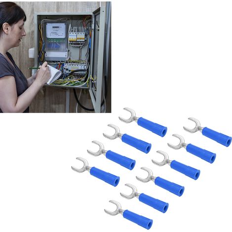 8 mm Y-Stecker J.20020, 8 mm U-Stecker mit 4 mm Buchse am Ende, PVC-Ummantelung, Bananenstecker aus Kupfer-Nickel, verkauft in 10er-Packungen, blau. (1/5)