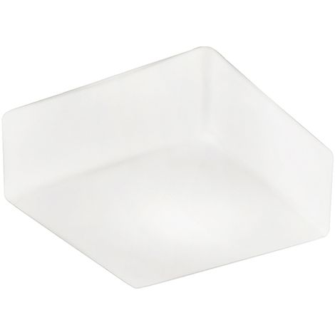 Binnie Applique Plafonnier Carré Verre Dépoli LED 10W 2700K IP20 20cm - Groupe Rossini - Lampe design pour intérieurs en verre blanc (1/5)