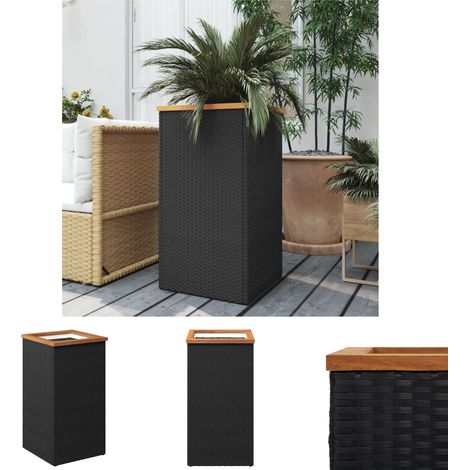 Balkonbeet - vidaXL Pflanzkübel Schwarz 40x40x80 cm Poly Rattan - Terrassenbeet (1/5)