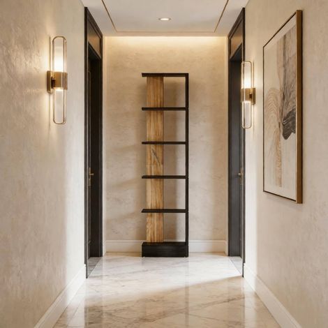 Scaffale verticale a 5 livelli 45 x 21 x 170 cm nero e rovere DESVIAE (1/5)