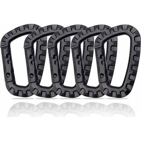Plastic D-shaped carabiners – Pack of 5 strong and lightweight general-purpose pieces