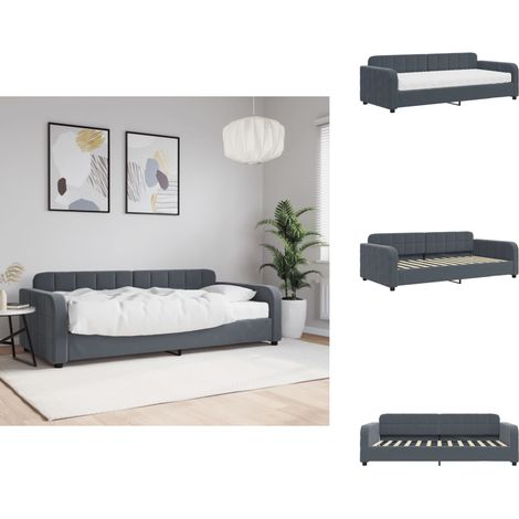 Tagesbett mit Matratze Dunkelgrau 90x200 cm Samt - Tagesbett Mit Matratze - Tagesbetten Mit Matratze - Tagesbett - Sofabett (1/5)