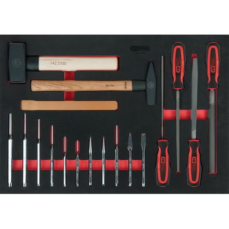 KS Tools lime, ciseau et marteau, 18 pièces en système 1/1 (1/2)