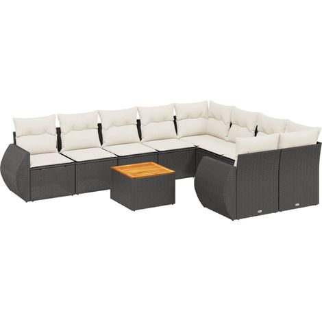 Maison Exclusive - Set Divani da Giardino 10pz con Cuscini in Polyrattan Nero
