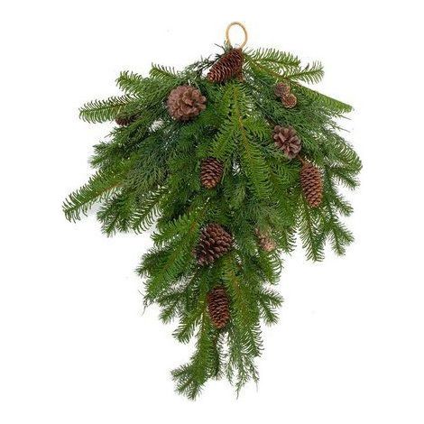 Amicasa Türdekoration mit Tannenzapfen Weihnachtsschmuck Synthetik Mehrfarbig 80x80x45 Cm