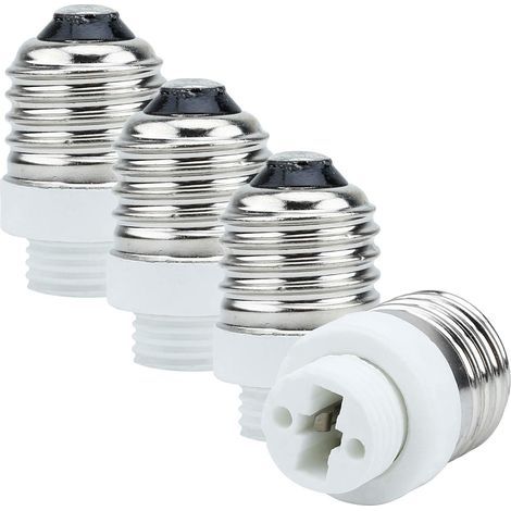 Adaptador de portalámparas 4x E27 a G9 en BLANCO - Juego de 4 convertidores de reformato para portalámparas para bombillas incandescentes, LED, halógenas y lámparas de bajo consumo (1/4)