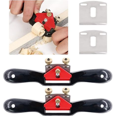 Set de 2 raboteuses à rayons réglables de 21cm avec fond plat et lames métalliques pour le travail du bois (1/5)