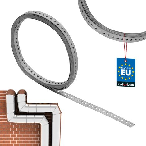 KOTARBAU® Feuillard Perforé - Bande Perforée 20 x 1 mm - en Acier Galvanisé - L: 10 m - Sangle de Fixation en Acier Galvanisé - Ruban Métallique Perforé - Bande de Montage Perforée (1/4)
