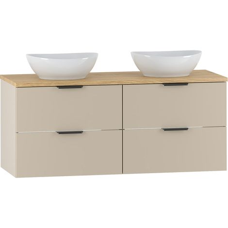 Doppelwaschtisch 120.6cm Astrid mit 4 Schubladen, Kaschmir und Holzoptik (1/5)