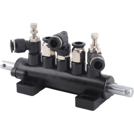 Ortviai Valve de commande pneumatique 5 voies pour démonte-pneus – Aluminium, fixation tube 8 mm, tige acier 10 mm (1/5)