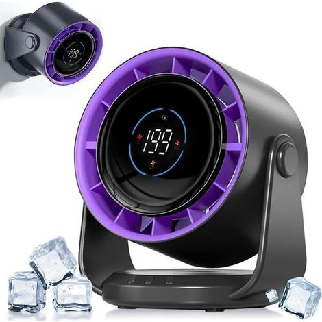 Ventilateur de bureau silencieux, batterie 4000 mAh, écran LED, vitesses 1 à 199, flux d'air puissant, support mural pour bureau (1/5)