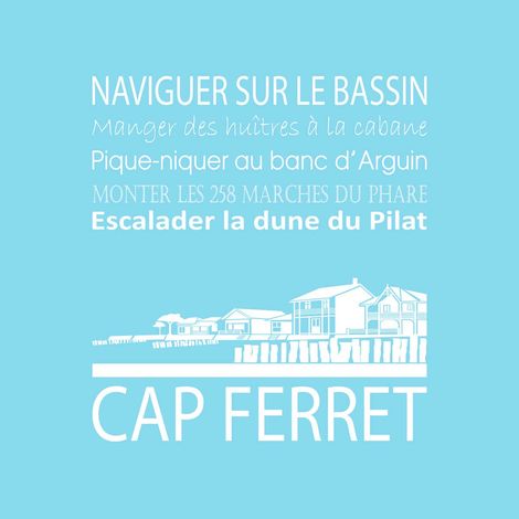 Tableau sur toile Cap Ferret bleu clair 30x30 cm - Impression sur Toile Murale Décorative - Image imprimée en HD sur Toile - Toile sur Châssis en Bois FSC - Fabriqué en France (1/4)