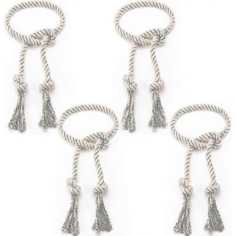 Lot de 4 embrasses de rideaux en coton naturel - Corde de maintien de rideaux style village Wanke (1/5)