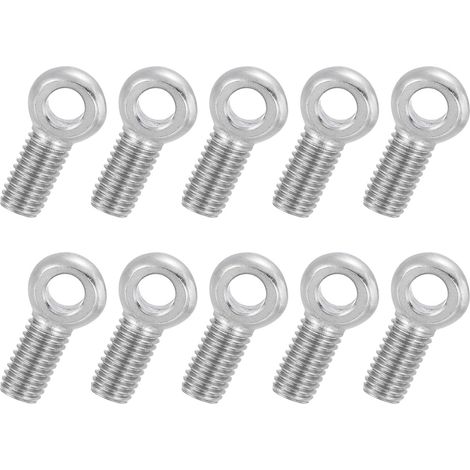 10 Pcs Boulon à Œil M10x30mm Boulon à Œillet de Levage pour Balancement d'Épaule, Vis Filetage Complet en Acier Inoxydable 304, Filetage Métrique Trou Coulissant, Couleur Argentée (1/5)