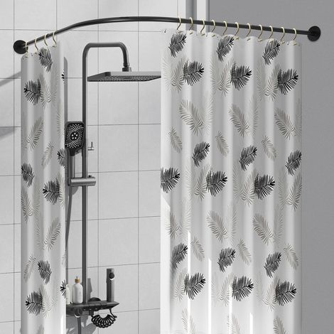 Barra de cortina de ducha extensible 90-130 cm, barra angular semicircular en forma de C, ducha (1/5)