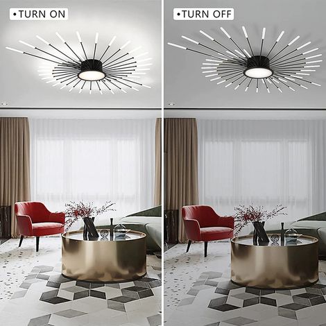 Eosnow – Plafonnier LED moderne 42 têtes – Acrylique et fer – Lumière neutre 110-240V – Pour salon et chambre – Taille 128 cm x 9 cm