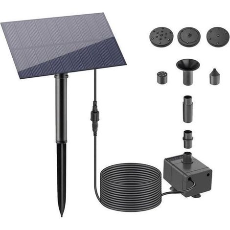 Diese solarbetriebene Wasserpumpe eignet sich für Springbrunnen, Teiche oder Gärten und wird mit einem 3 Meter langen Kabel geliefert. (1/4)