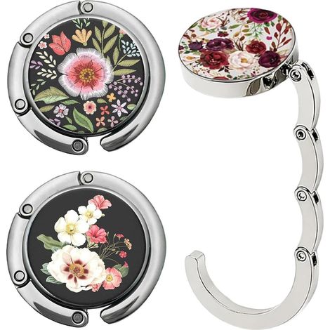 3er-Set faltbare Tischhaken mit Blumenmuster für Taschen  Tischbeutelhalter für Pendler, Studenten, Reisende, Büro, Café, Bar, Klassenzimmer, Bibliothek (1/5)