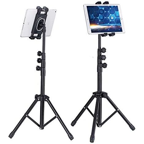 Unho – Trépied tablette smartphone 137cm – Hauteur réglable 57-137cm – Rotatif 360° – Support universel pour iPad et téléphones 4.7-12.9 pouces