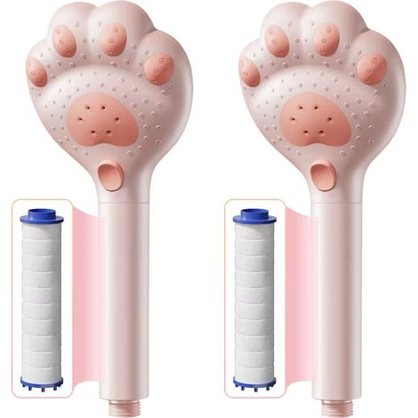 2Pommeau de Douche avec 3 Modes Pluie Massage Pulvérisation - Filtration Eau Design Unique Griffe Chat (1/5)