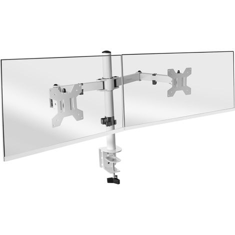 MARM2 Blanc, Support de Moniteur à Double Bras pour Ecrans jusqu'à 27", Articulé et Réglable en Hauteur, Cadre Robuste, Compatible VESA75 et VESA100 (1/5)