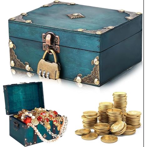15 12 7.2cm Coffre Bois - Coffre Tresor - Peut être Utilisé pour Fêtes D'Anniversaire,Chasses Au Trésor Pirates,Ainsi Que pour Décorations Fenêtres (1/5)